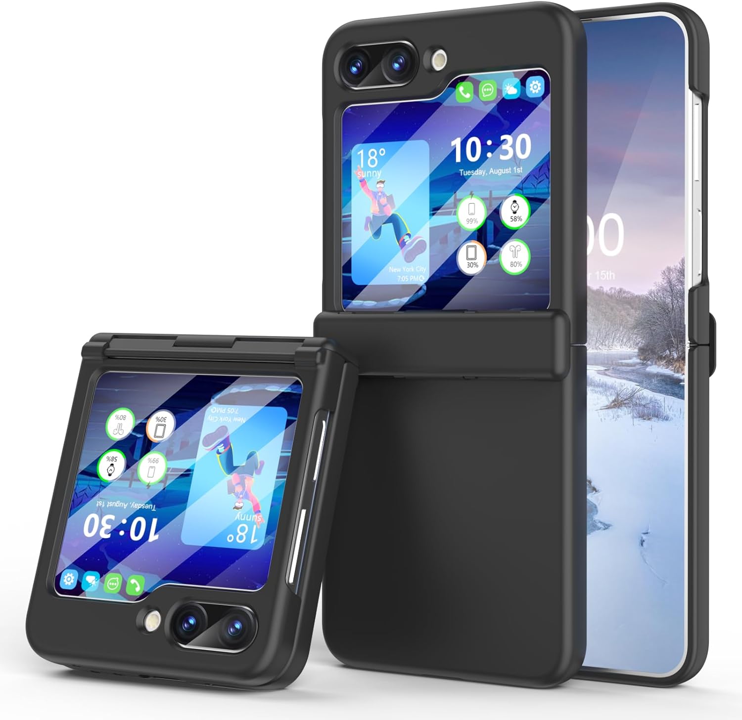 Funda para Samsung Flip 5, Galaxy Z Flip 5 con protección de bisagra cubierta de cuerpo completo para Samsung Galaxy Z Flip 5 5G (negro)