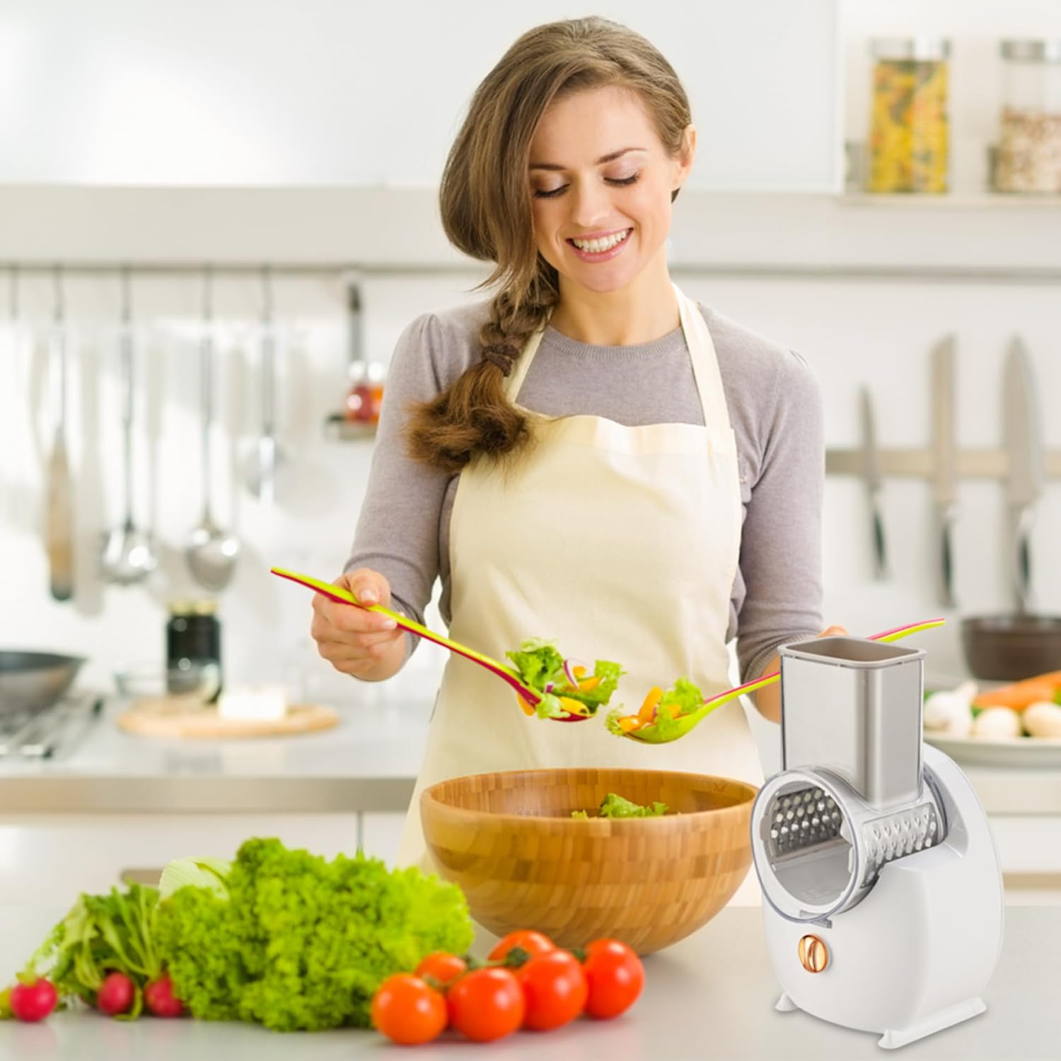 Rallador eléctrico de queso, rallador de queso giratorio automático de 50 W, rallador de queso USB desmontable, cortador de verduras para uso
