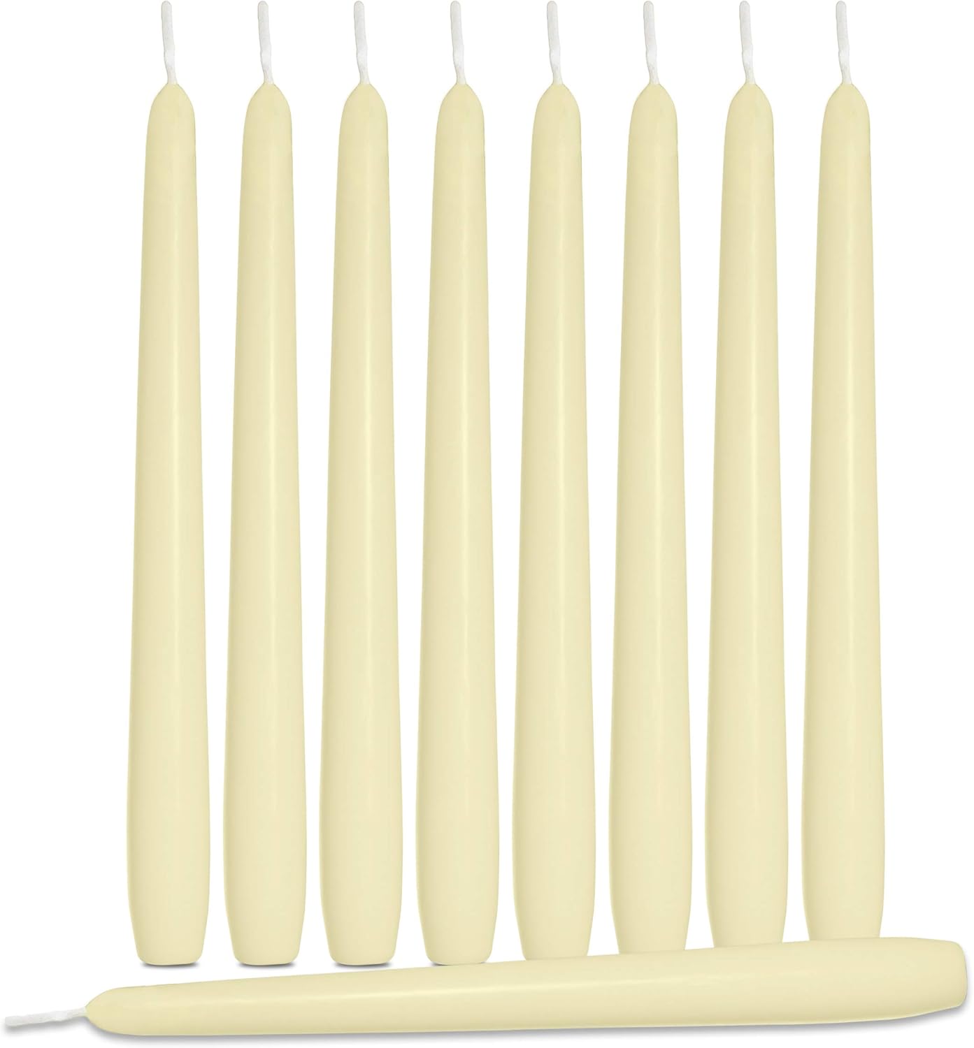 Hyoola Velas altas cónicas  Velas cónicas  Velas sin goteo color marfil  8 pulgadas (7.9 in)  7 horas de tiempo de combustión (paquete de 30)