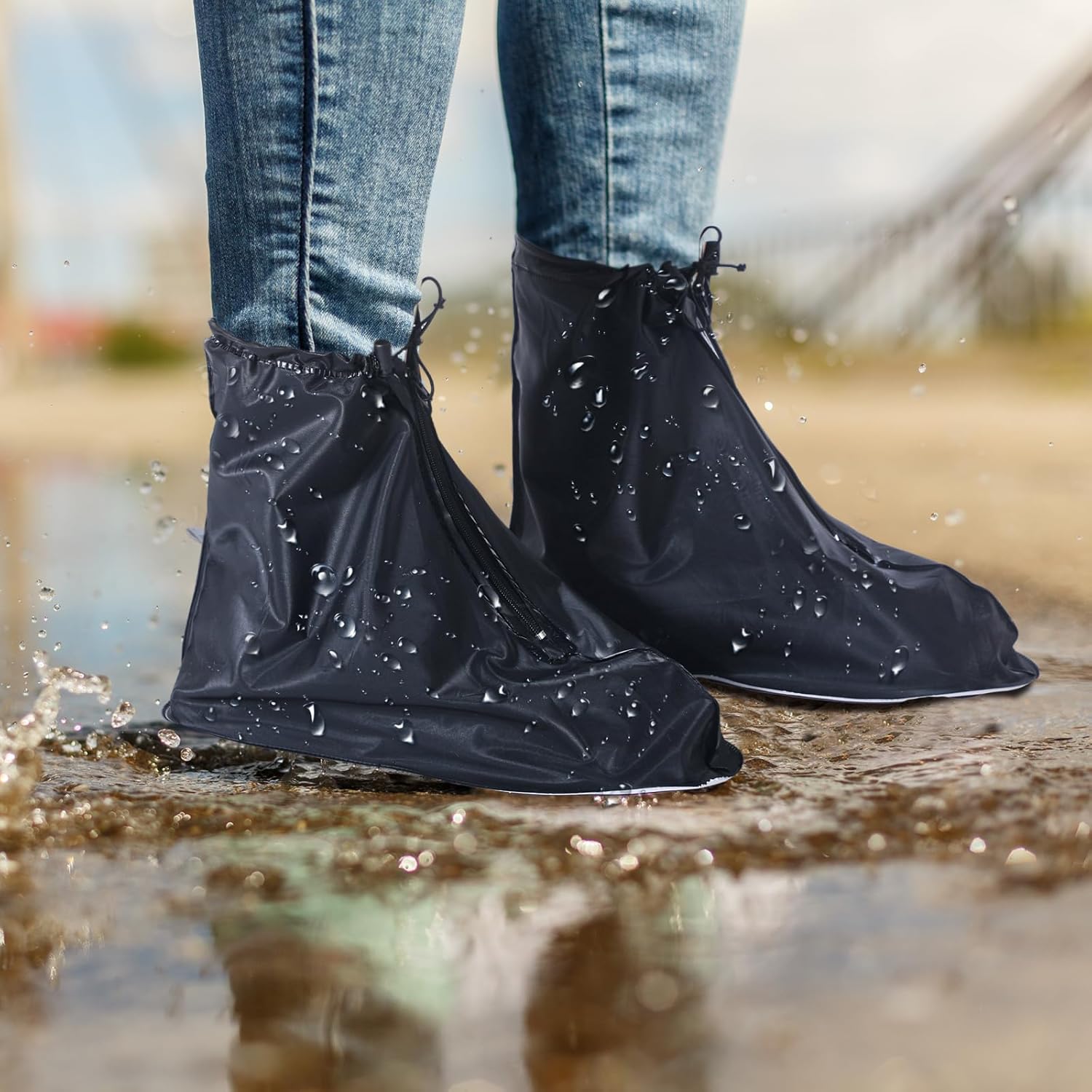 Coume 2 pares de fundas antideslizantes para zapatos de lluvia, impermeables, reutilizables, protectores de zapatos para botas de nieve, para