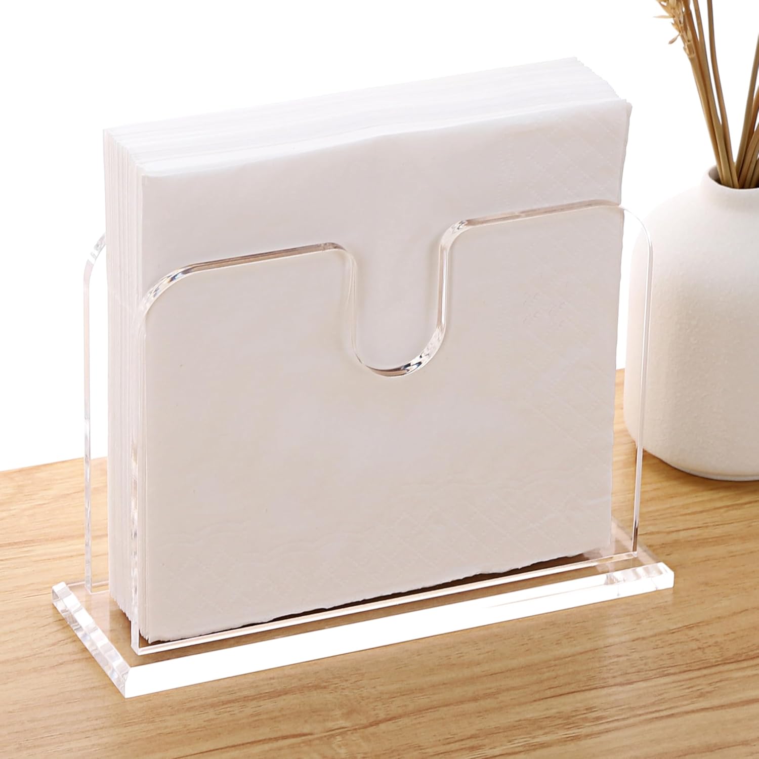 Servilletero de acrílico, soporte para servilletas transparente para mesa, soporte de acrílico para servilletas de cóctel de pie, soporte para