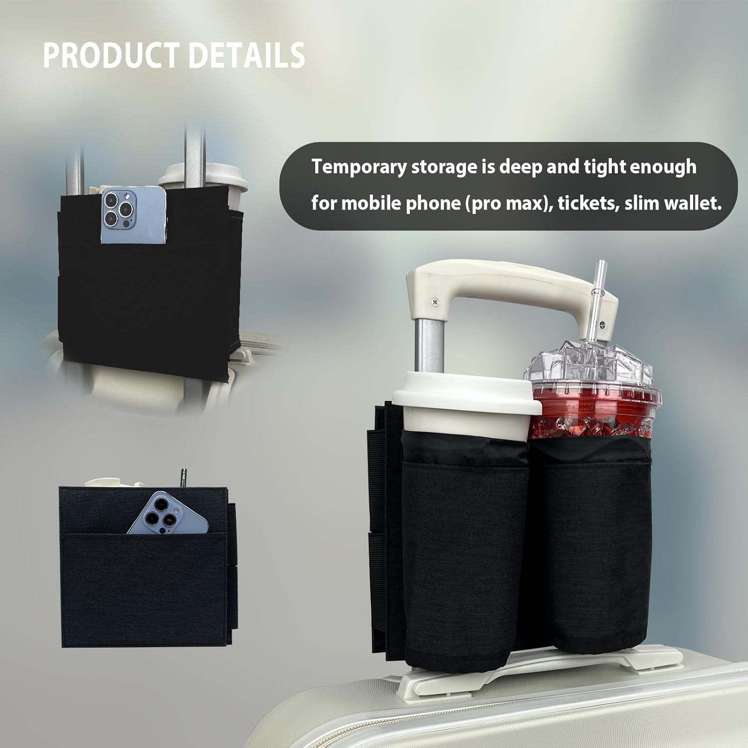 Portavasos de equipaje de viaje, portador de bebidas Vethers, accesorio para portavasos de equipaje, maleta de mano gratis para bebidas, bebidas,