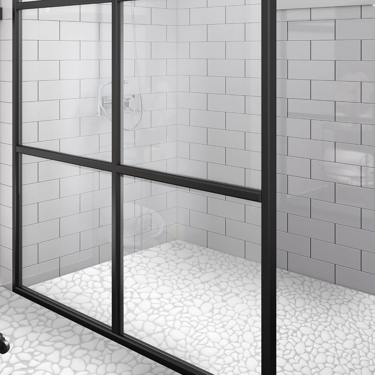 Sunwings Azulejo de guijarros para ducha, borde de piso de cocina, baño, salpicadero de mármol con aspecto de piedra de mármol para pared y piso, 10