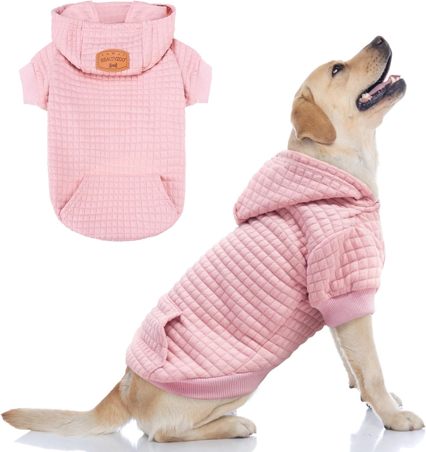 BEAUTYZOO Suéter con capucha para perros pequeños y medianos con bolsillos, ropa para perros pequeños y medianos, abrigos de algodón laminado para