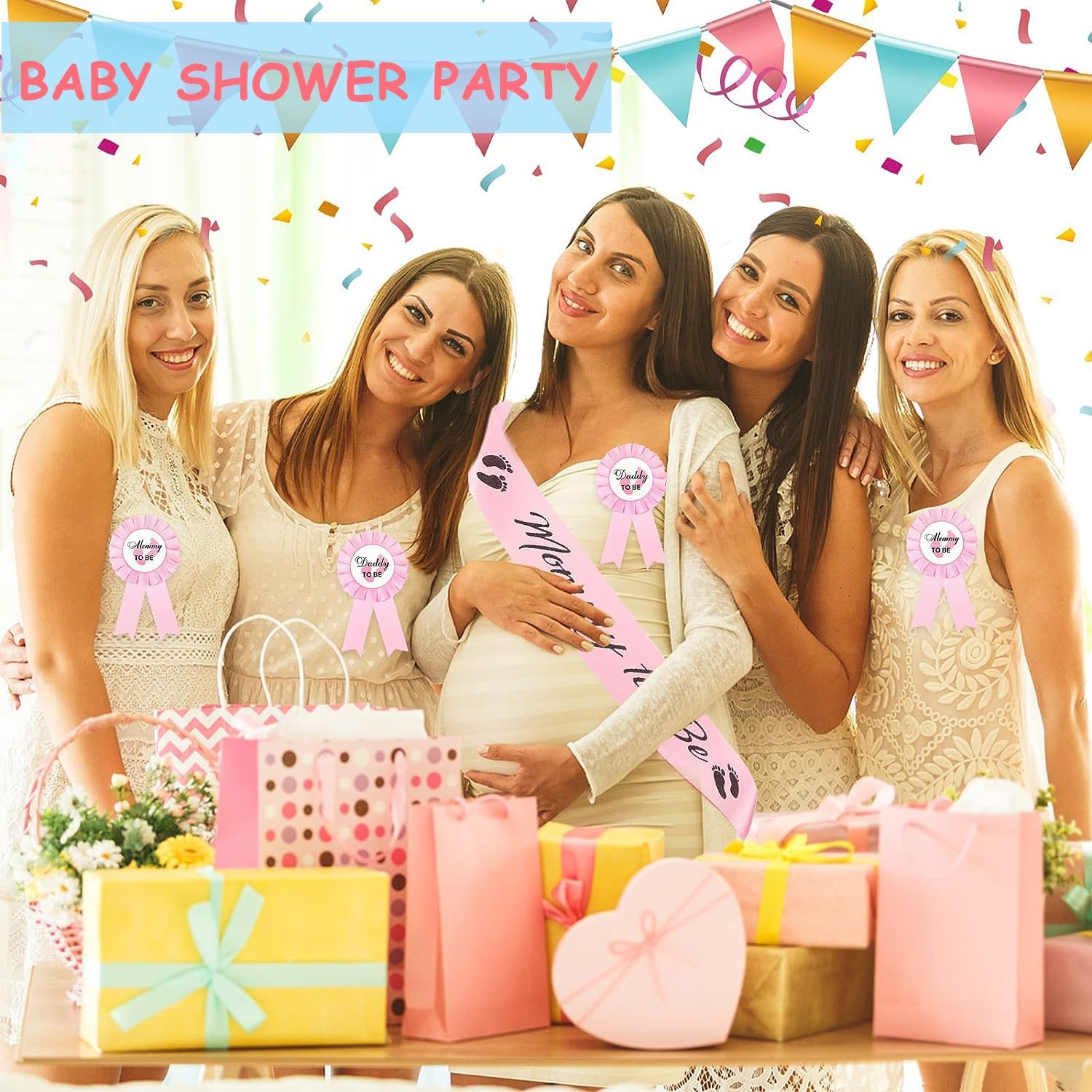 3 paquetes de decoraciones para baby shower, banda para mamá y papá para ser mamá y papá para fiesta de baby shower, celebración de género, regalos