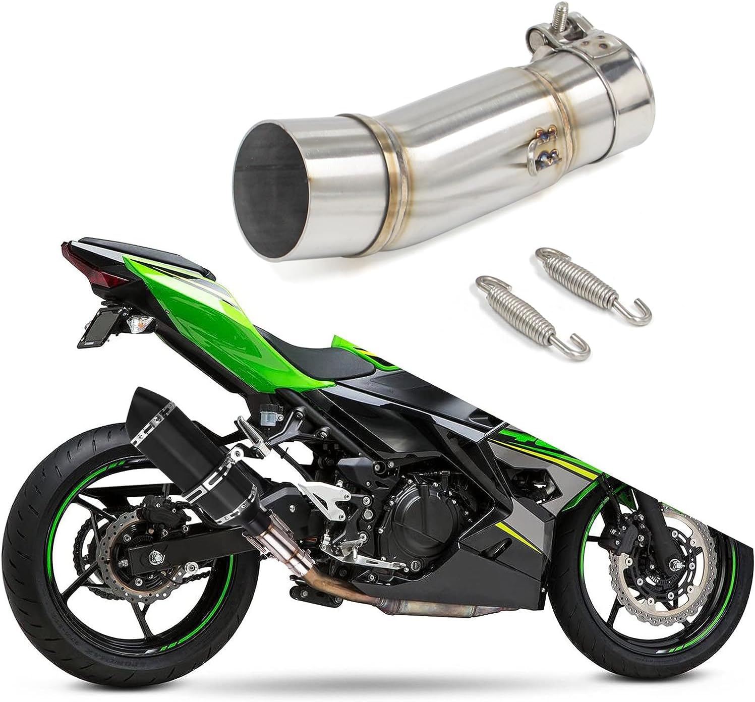 Tubo de escape de motocicleta, adaptador de escape de silenciador con abrazaderas y adaptadores adecuado para Kawasaki Ninja 400 Z400 2017-2022,