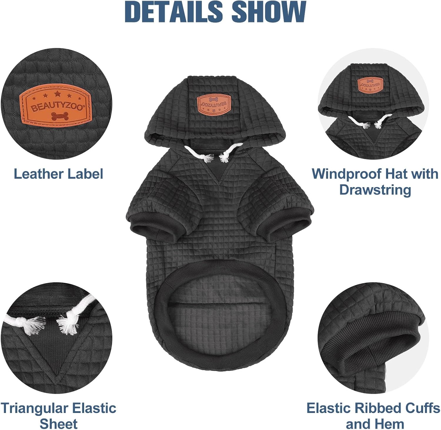 BEAUTYZOO Sudadera con capucha para perros pequeños, medianos y grandes, ropa cálida para perros de invierno y otoño, ropa cálida para cachorros,
