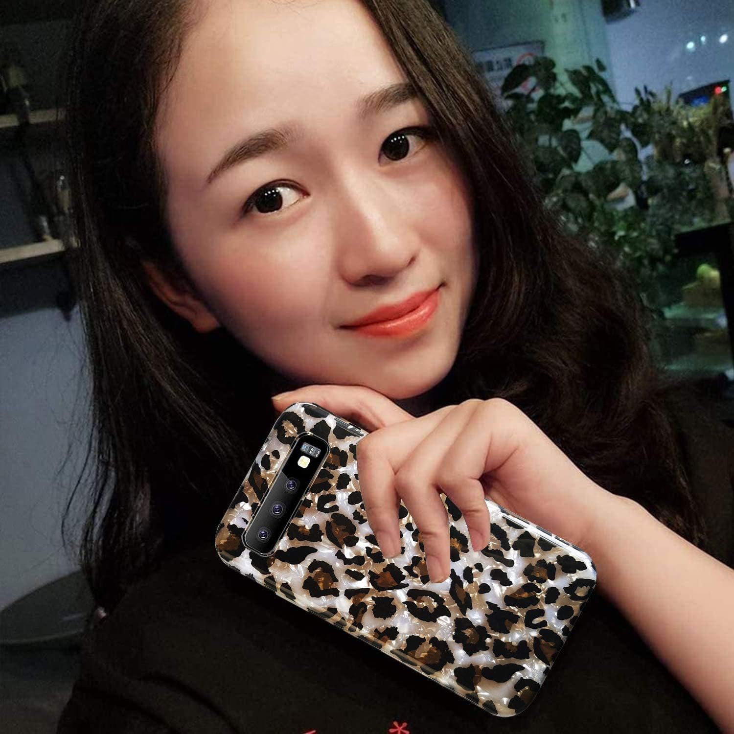 J.west Funda de leopardo para Galaxy S10 de 6.1 pulgadas, diseño de guepardo brillante de lujo para niñas y mujeres, diseño translúcido delgado de