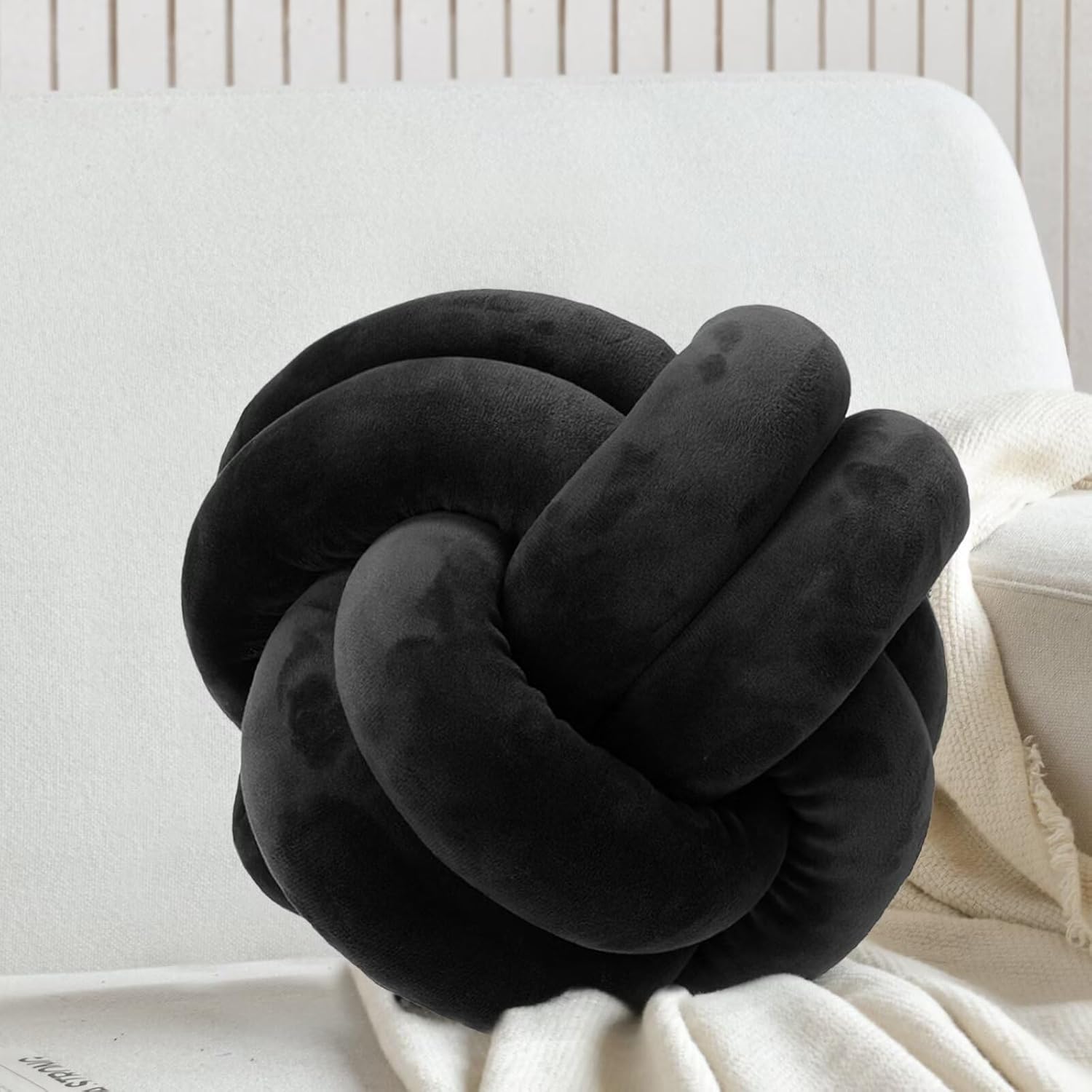 FUB – Almohada corta de felpa con nudo, almohada de cintura para decoración del hogar, cojín de felpa para sofá, automóvil, decoración de oficina,