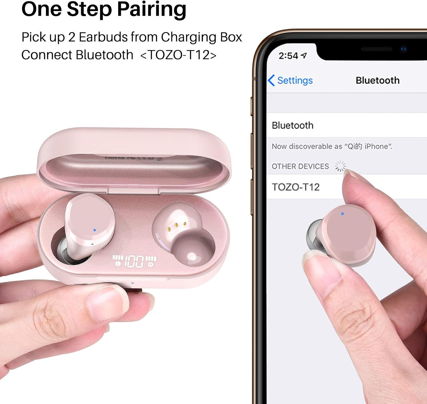 TOZO T12 – Auriculares inalámbricos Bluetooth de alta fidelidad, calidad de sonido, funda de carga inalámbrica, pantalla digital LED de