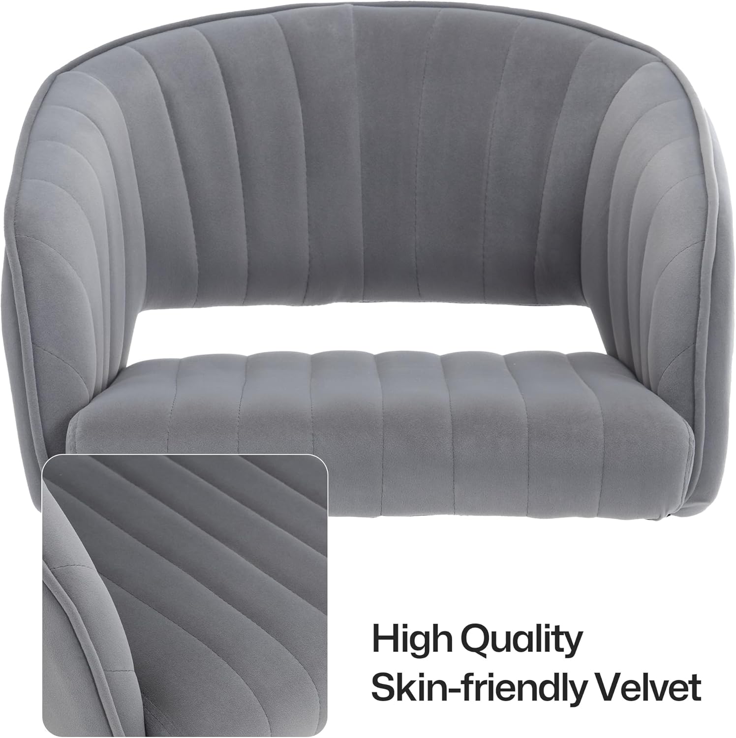 Homedraft Silla de escritorio giratoria para oficina en casa, moderna silla de escritorio de terciopelo, sillón de altura ajustable con base dorada,