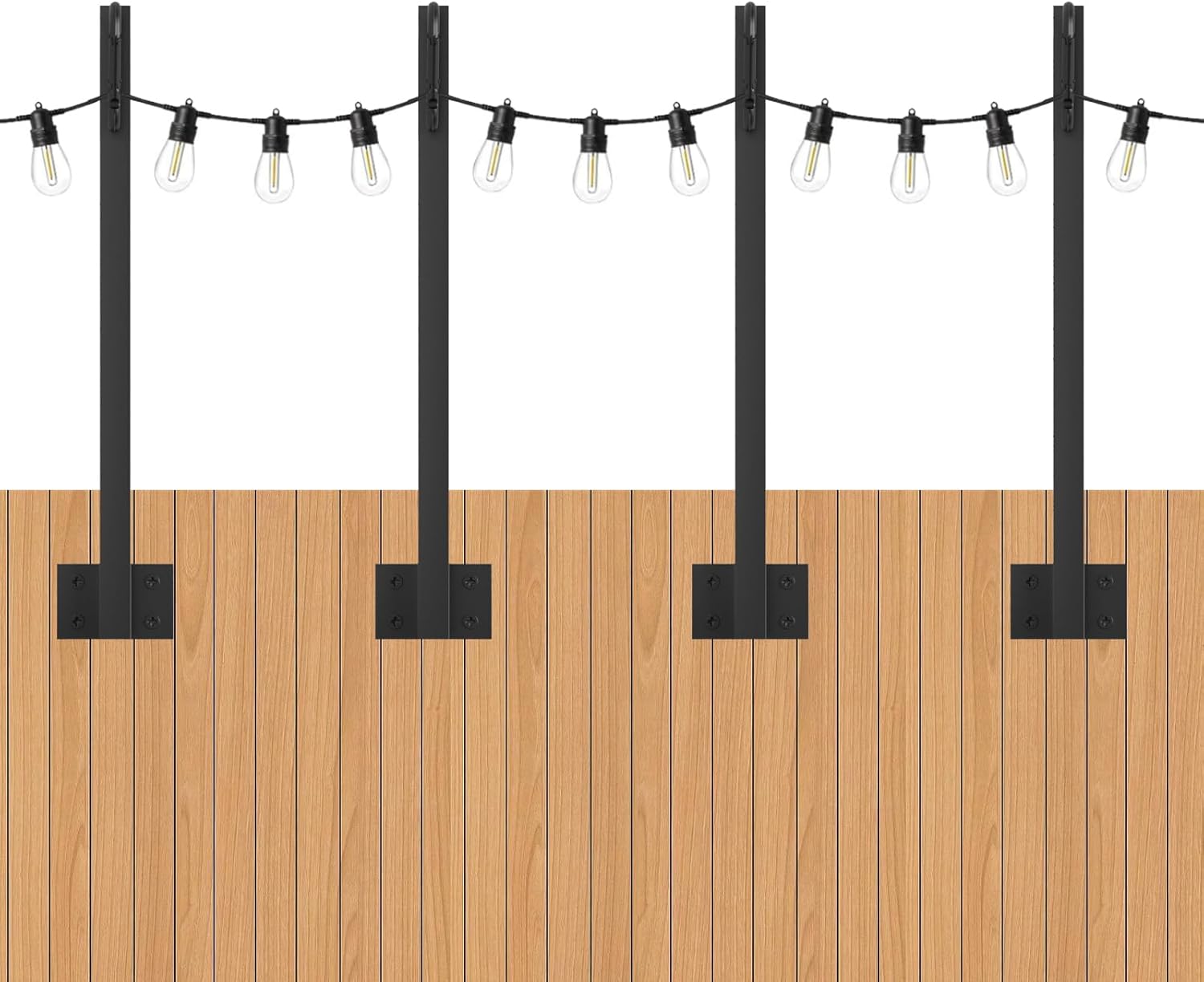 Paquete de 4 postes de luces colgantes para exteriores, cadena de luces de suspensión de metal de 1.3 pies, uso para Navidad, boda, fiestas en