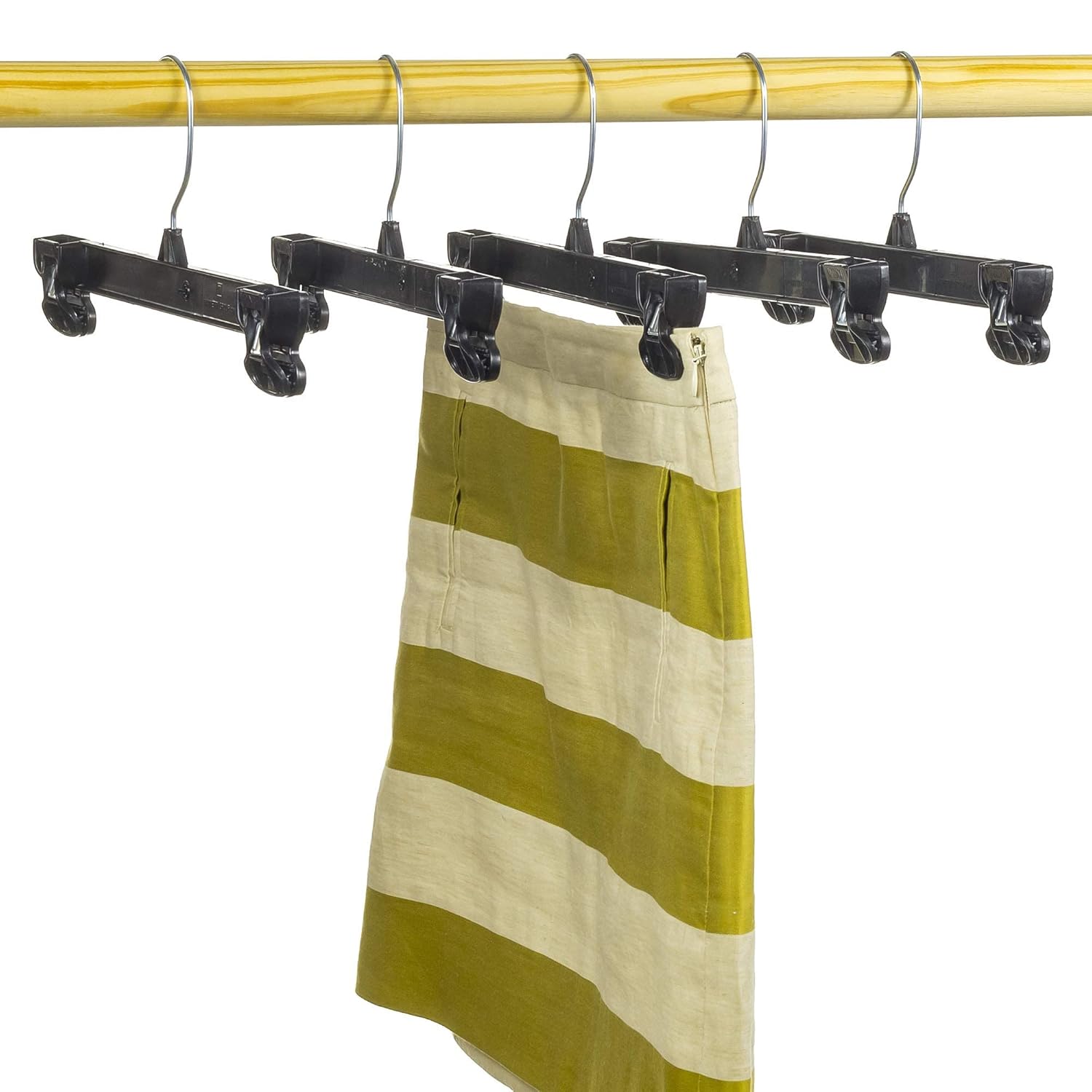 Mainetti 6012 – Ganchos de ropa de plástico negro con colgador giratorio de metal y pinzas antideslizantes de plástico resistentes, ideal para
