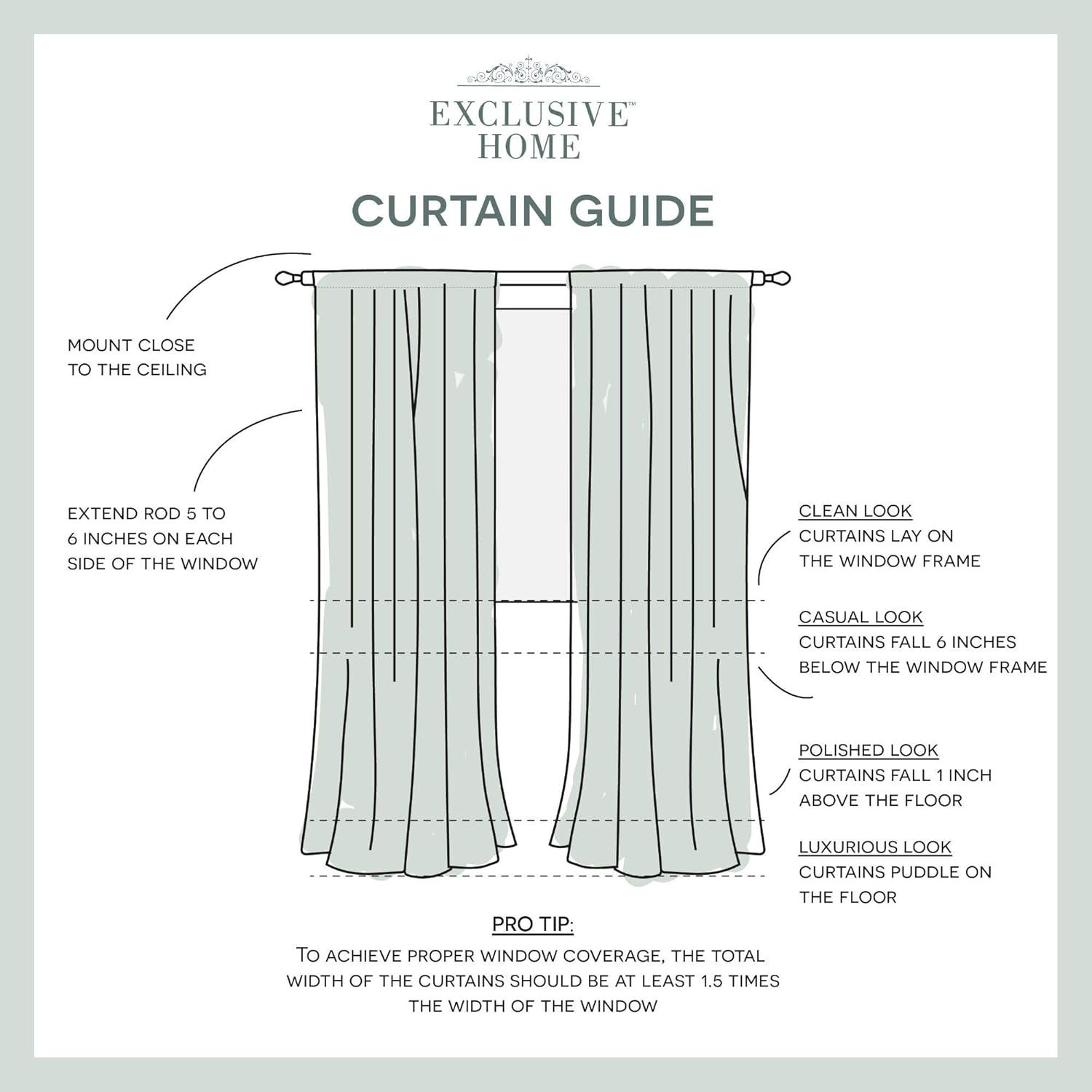 Exclusive Home Curtains Darma – Par de paneles de cortinas de lino semitransparentes para filtrar la luz, con bolsillo para barra, 50 x 96 pulgadas,