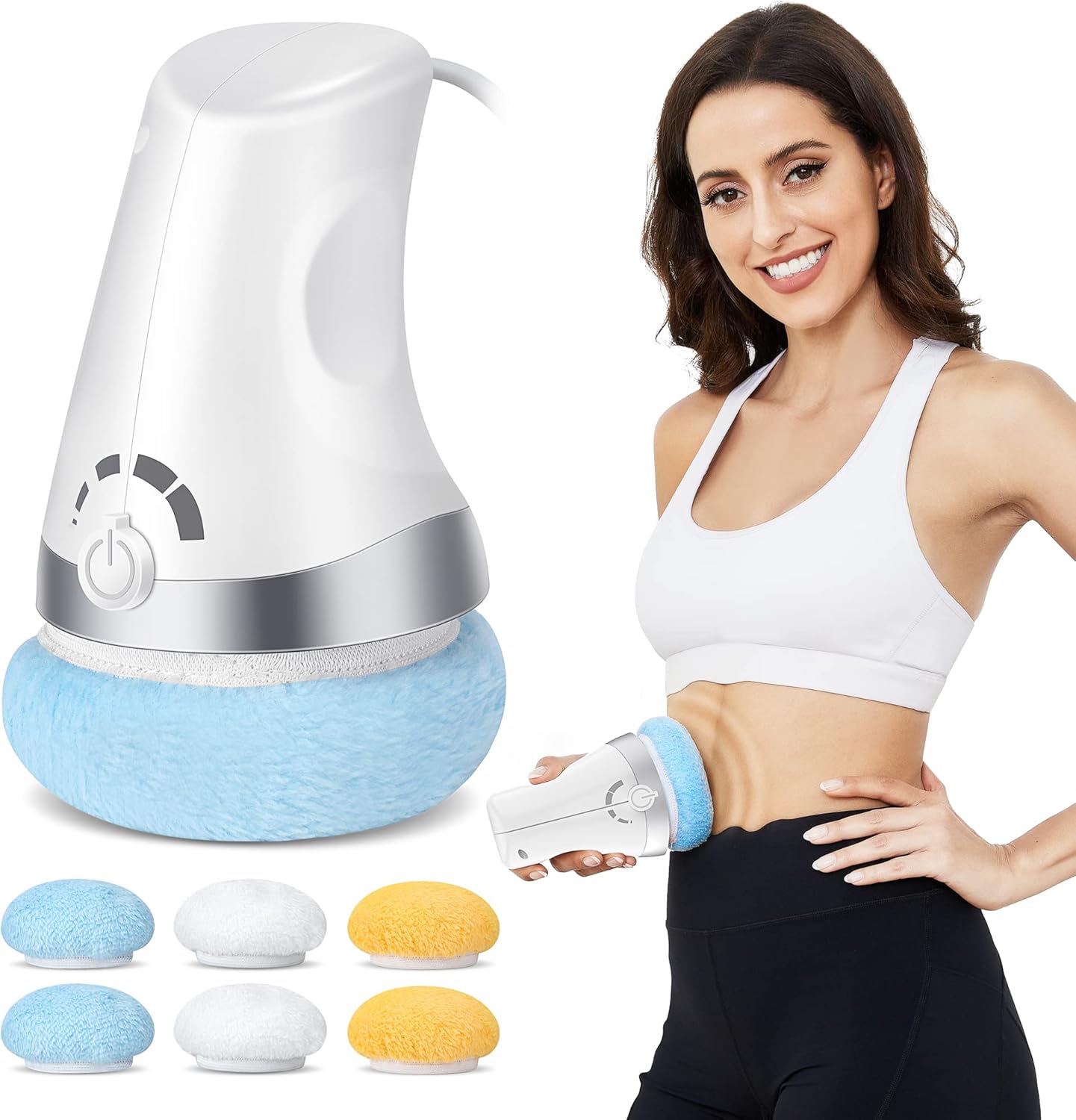 WLCMRD Máquina para esculpir el cuerpo, masajeador eléctrico de celulitis con 6 almohadillas lavables, masajeador para esculpir el cuerpo, piernas y