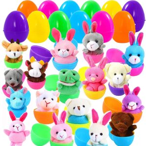 Paquete de 18 huevos de Pascua precargados con mini juguete de peluche, bonitos animales pequeños de peluche decoración para cestas de Pascua, Paquete de 18 huevos de Pascua precargados con mini juguete de peluche, bonitos animales pequeños de peluche decoración para cestas de Pascua,
