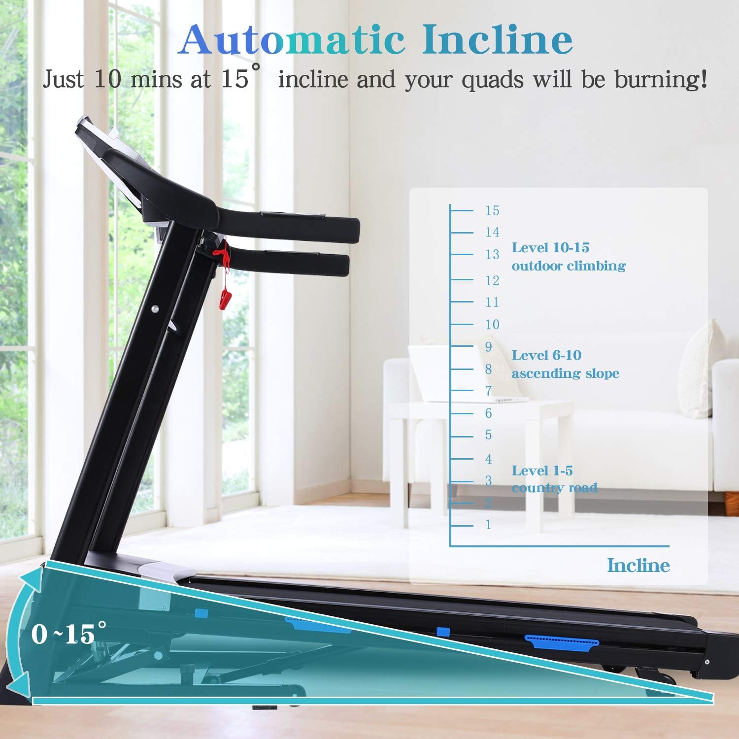 ANCHEER Treadmill with AUTO Incline Foldable Treadmills for Home Smart APP Control Running Machines with Bluetooth Speaker, 3.25HP Folding Treadmill