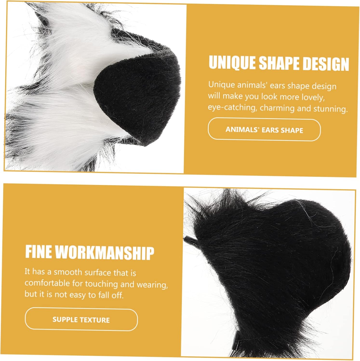 Holibanna Diadema de orejas de perro de peluche, accesorios para el cabello para baile de graduación, diadema de orejas para perro, disfraz de