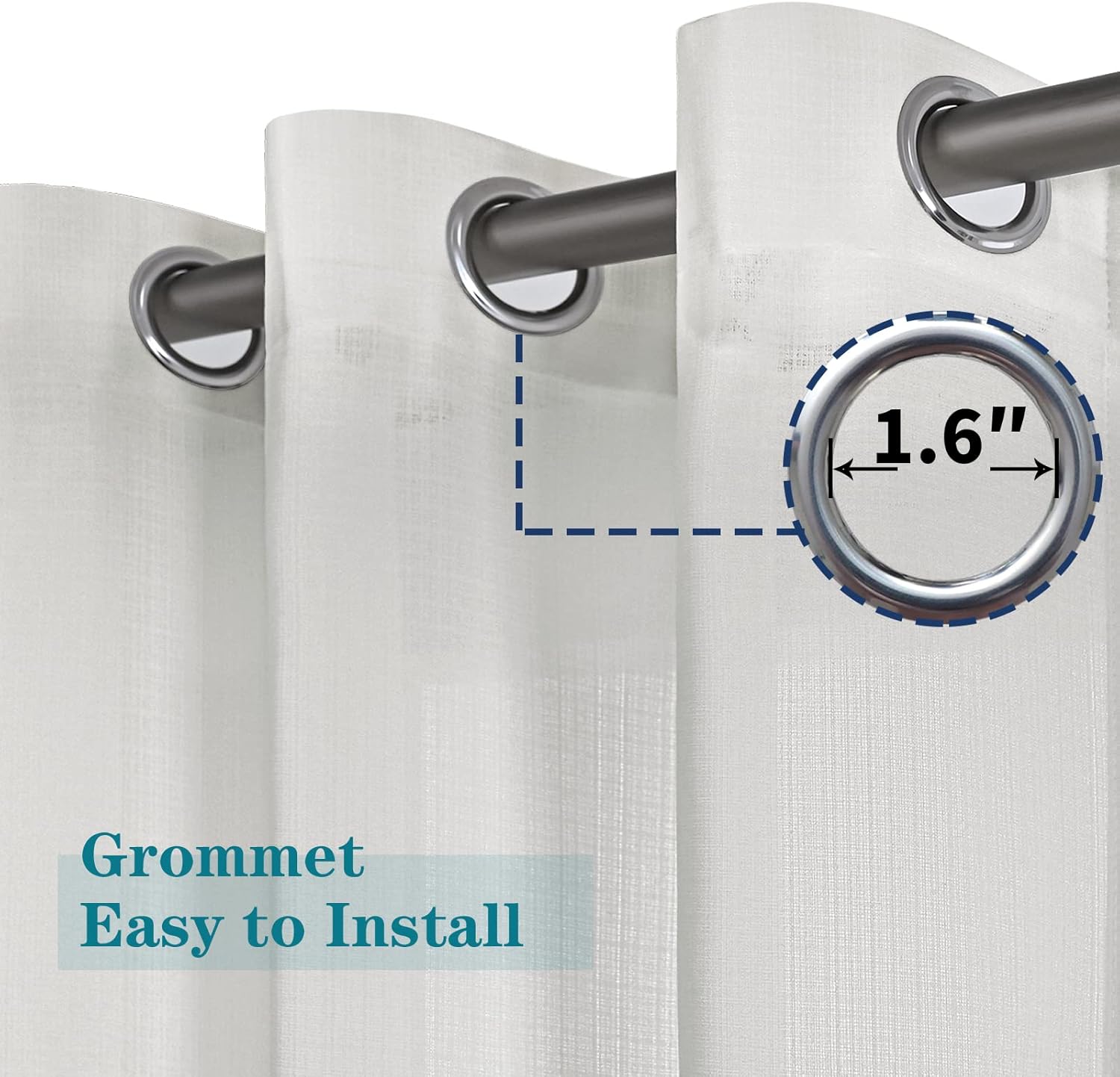 BGment Cortinas semitraslúcidas con aspecto de lino para dormitorio, con ojales, filtrantes de luz, cortinas de privacidad con textura casual para