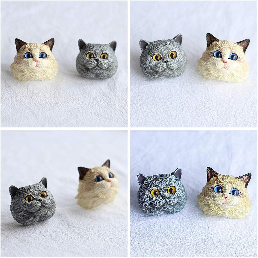 Set of 2 Pet Cat Silicone Resin Molds, British Shorthair & Ragdoll Cat Kitty Chocolate Candy Fondant Mold Cake Decorating Tool Making Candle Soap