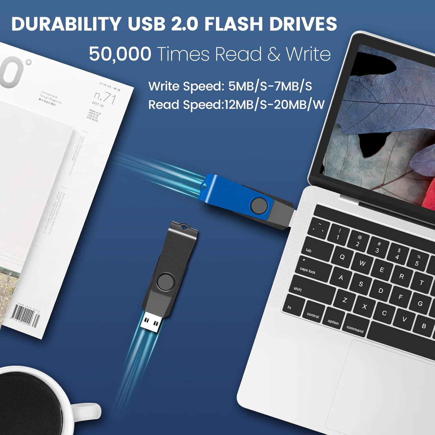 AGECASH – Paquete de 5 unidades flash USB 2.0 de 128 GB, paquete de 5 unidades de memoria USB pendrive de metal giratorio USB Stick Zip Drive Flash