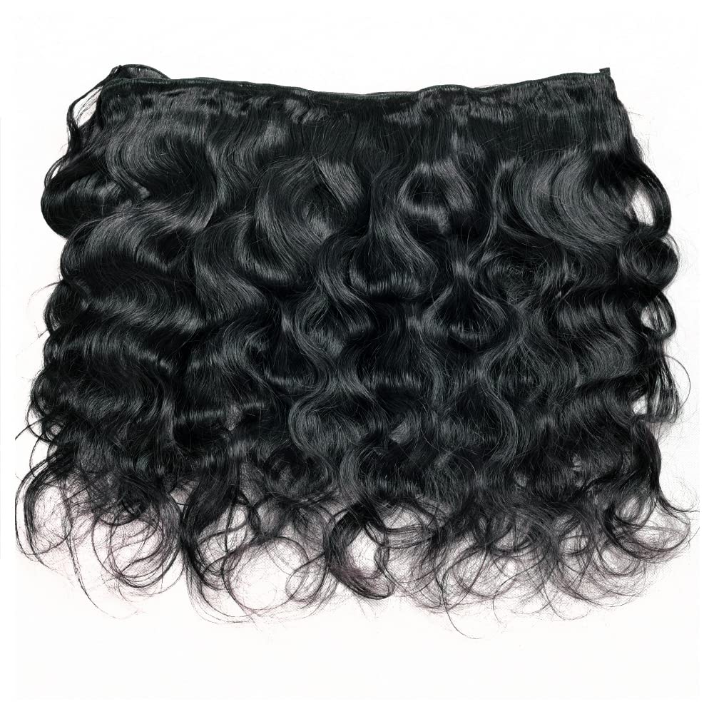 Zezejenhu – Manojos de cabello humano virgen brasileño ondulado 12A, extensiones de cabello humano Remy brasileño para mujeres negras, color negro