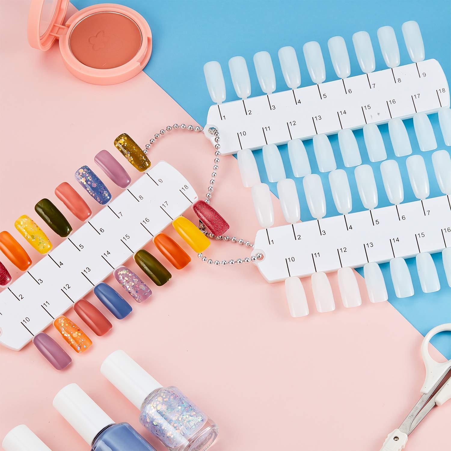 6 juegos de 216 puntas de doble capa de color de uñas tarjeta de visualización de plástico tablero de uñas de exhibición de uñas tablero de paleta