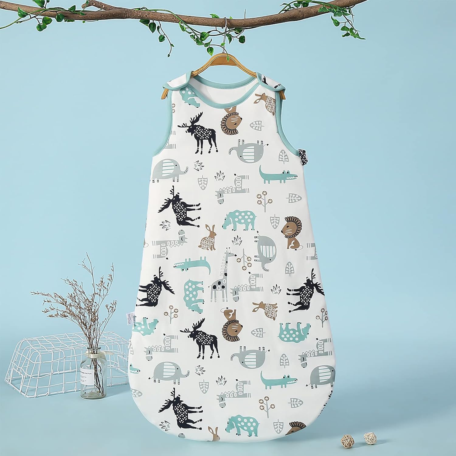 Mosebears Saco de dormir para bebé con cremallera de 2 vías, saco de dormir de algodón de 2.5 tog unisex (ciervos, 6-12 meses)