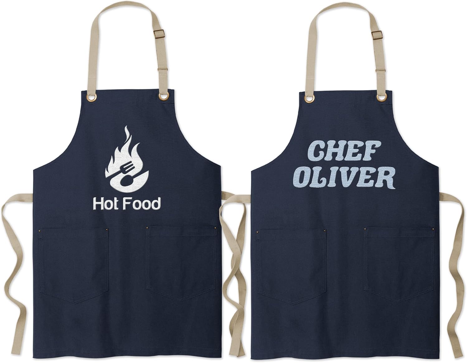 TEEAMORE Delantal de cocina bordado personalizado Añadir su nombre Diseño de logotipo Cocinar Hornear Cocina Chef Delantal Regalos