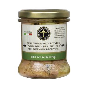 Ritrovo Selections Atún aleta amarilla en aceite de oliva con papas IGP y romero, tarro de vidrio de 6 onzas Ritrovo Selections Atún aleta amarilla en aceite de oliva con papas IGP y romero, tarro de vidrio de 6 onzas