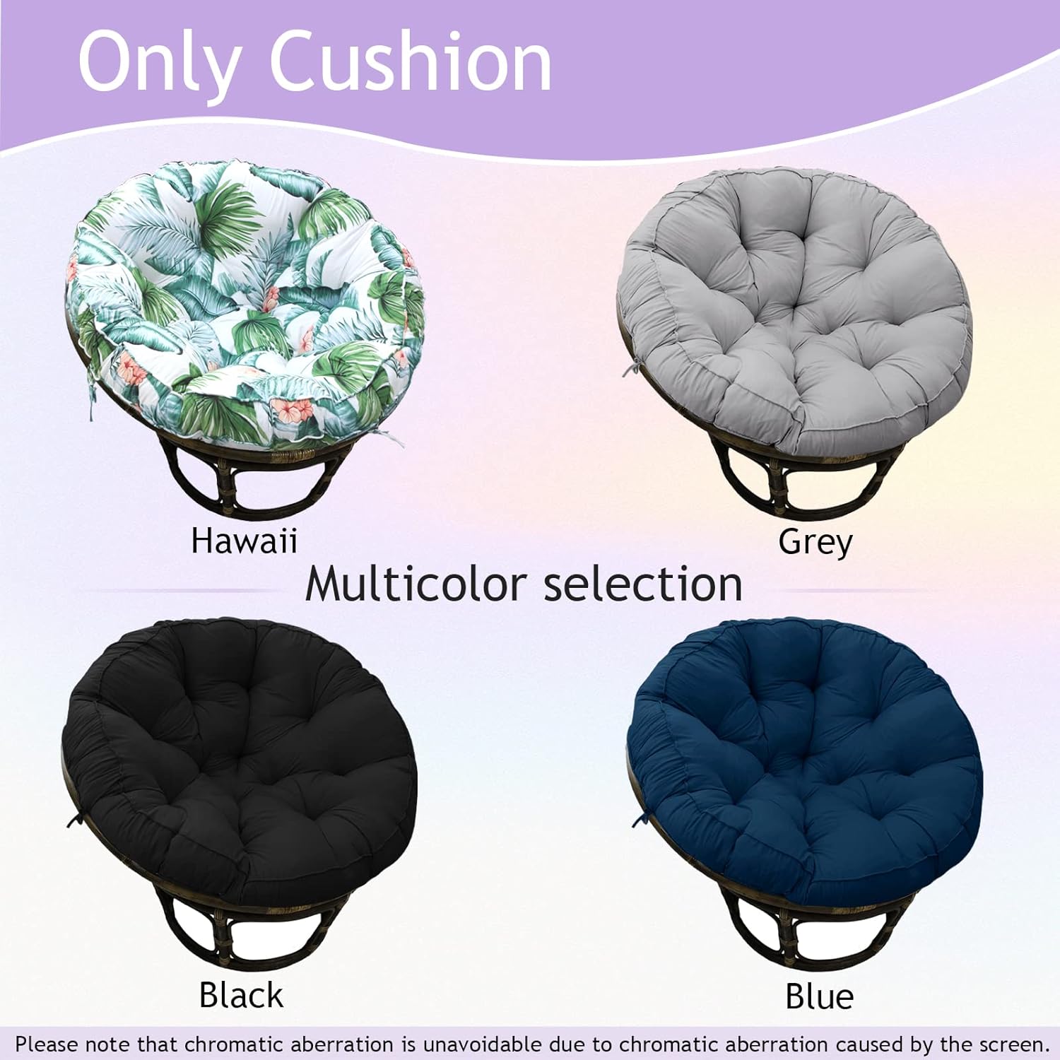 Papasan – Cojín para silla Papasan de 52 pulgadas, cojín redondo para silla Papasan de 13.23 libras, cojín de asiento esponjoso para relajarse (azul