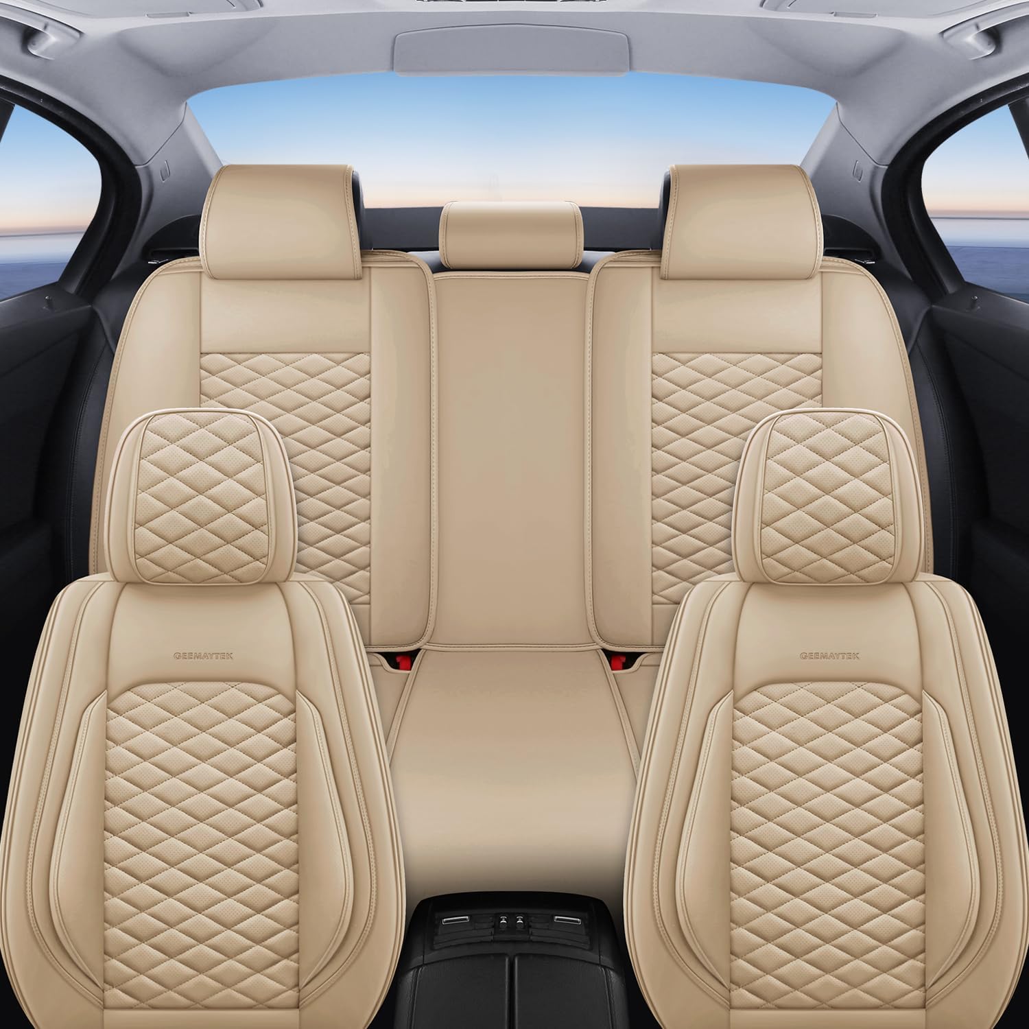 Juego completo de fundas de asiento de automóvil, fundas de asiento de cuero para automóviles, protector universal de asiento de automóvil