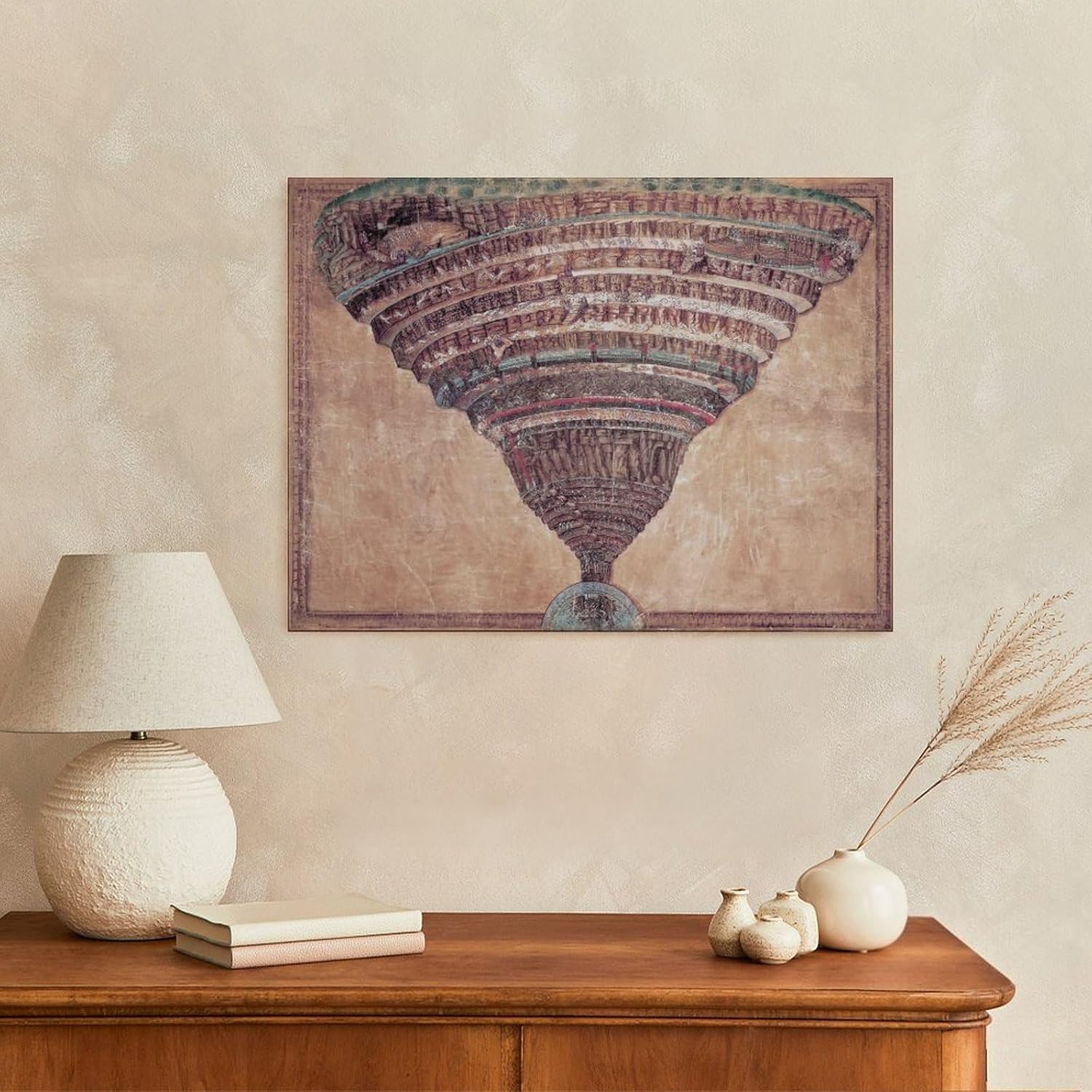 Sandro Botticelli – Lienzo decorativo para pared, diseño de comedia divina en Dante, diseño de fresco, para decoración de pared, decoración de