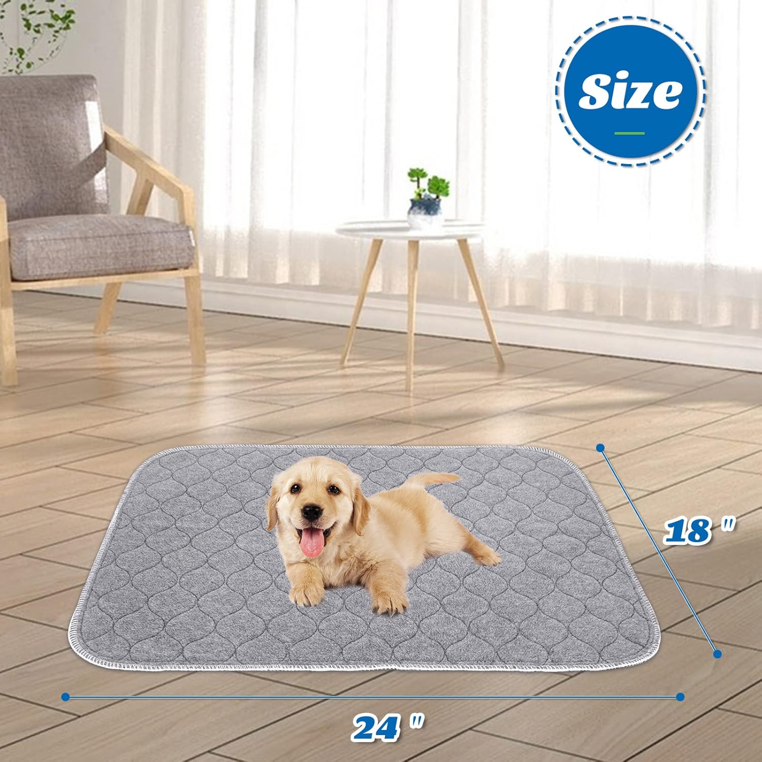 ARGOPET Paquete de 2 almohadillas reutilizables para cachorros, 24 x 18 pulgadas, de rápida absorción, a prueba de fugas, lavables, protectores de