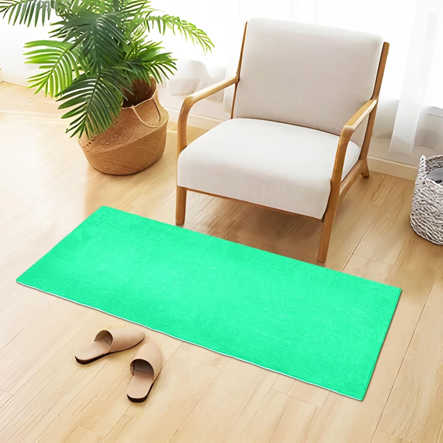 Alfombra de baño absorbente de color verde primavera, cómoda, antideslizante, duradera, suave, 39 x 20 pulgadas