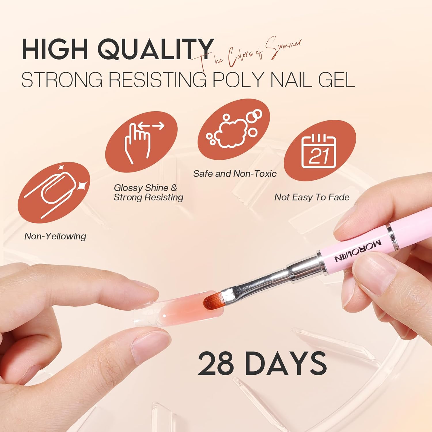 Morovan Kit de iniciación de uñas de poligel 8 colores con purpurina kit de gel de uñas con lámpara UV para principiantes, kit de extensión de gel