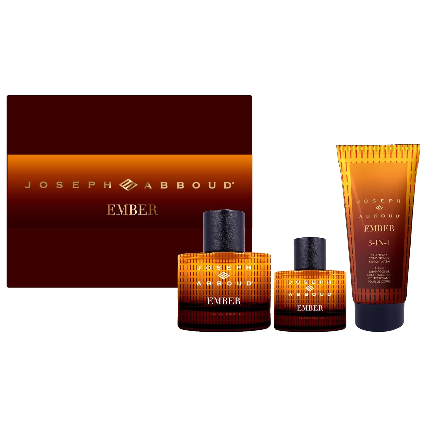 Joseph Abboud Ember Eau de Parfum – Set de regalo de 3 piezas, 3.4 fl. oz. para hombre