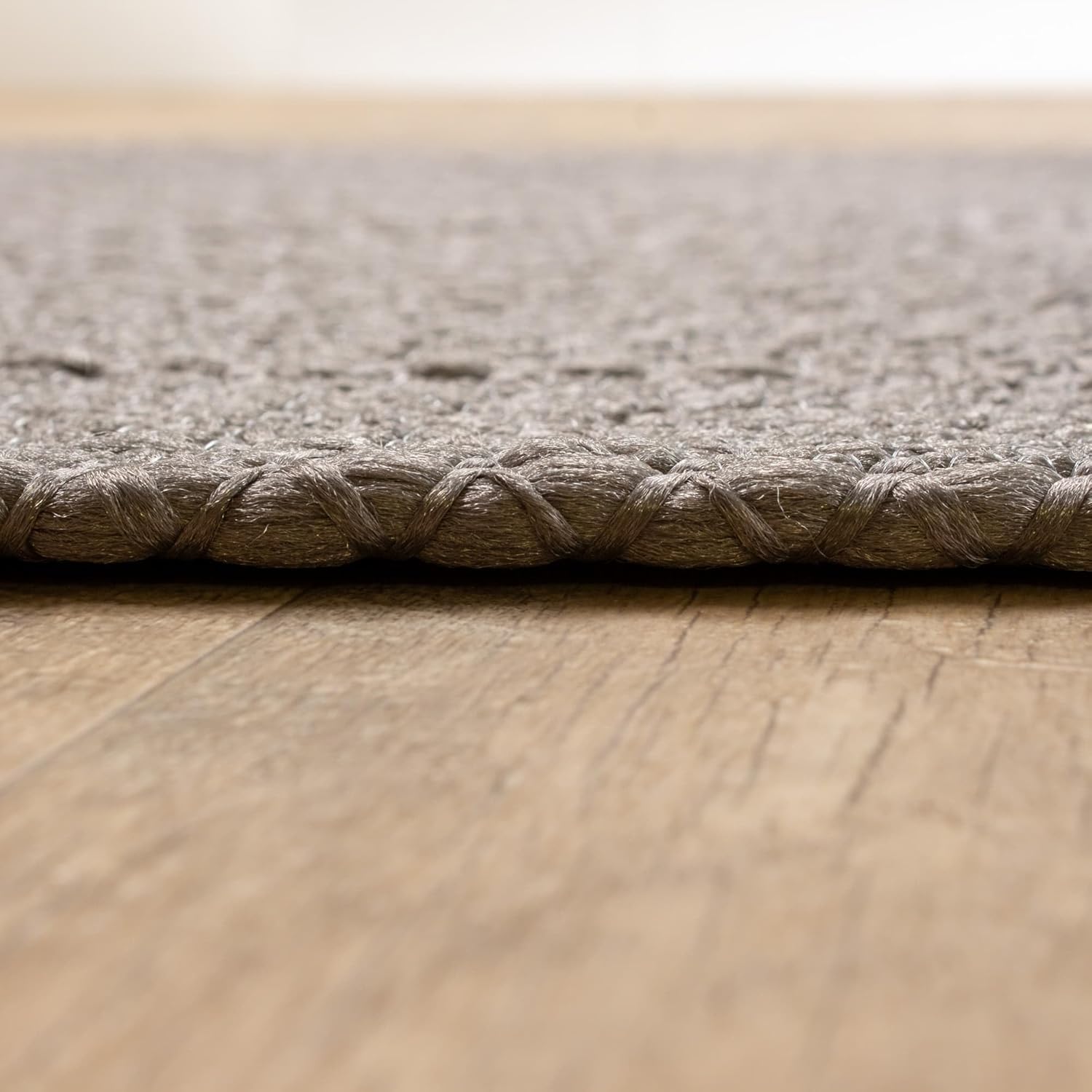 Super Area Rugs Alfombra trenzada gris para cocina campestre, alfombra primitiva duradera, ovalada, 4 x 6 pies