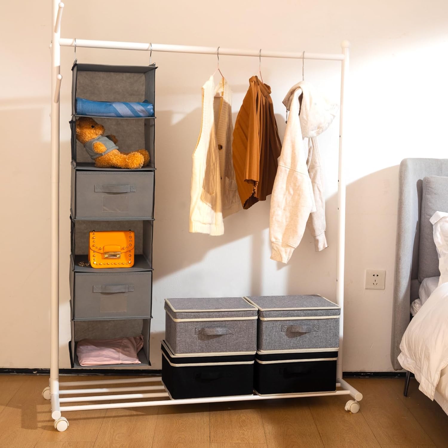 DOMEraax Contenedores de almacenamiento con tapa, caja de almacenamiento de ropa plegable con asa para juguetes, libros, armario, dormitorio, hogar,