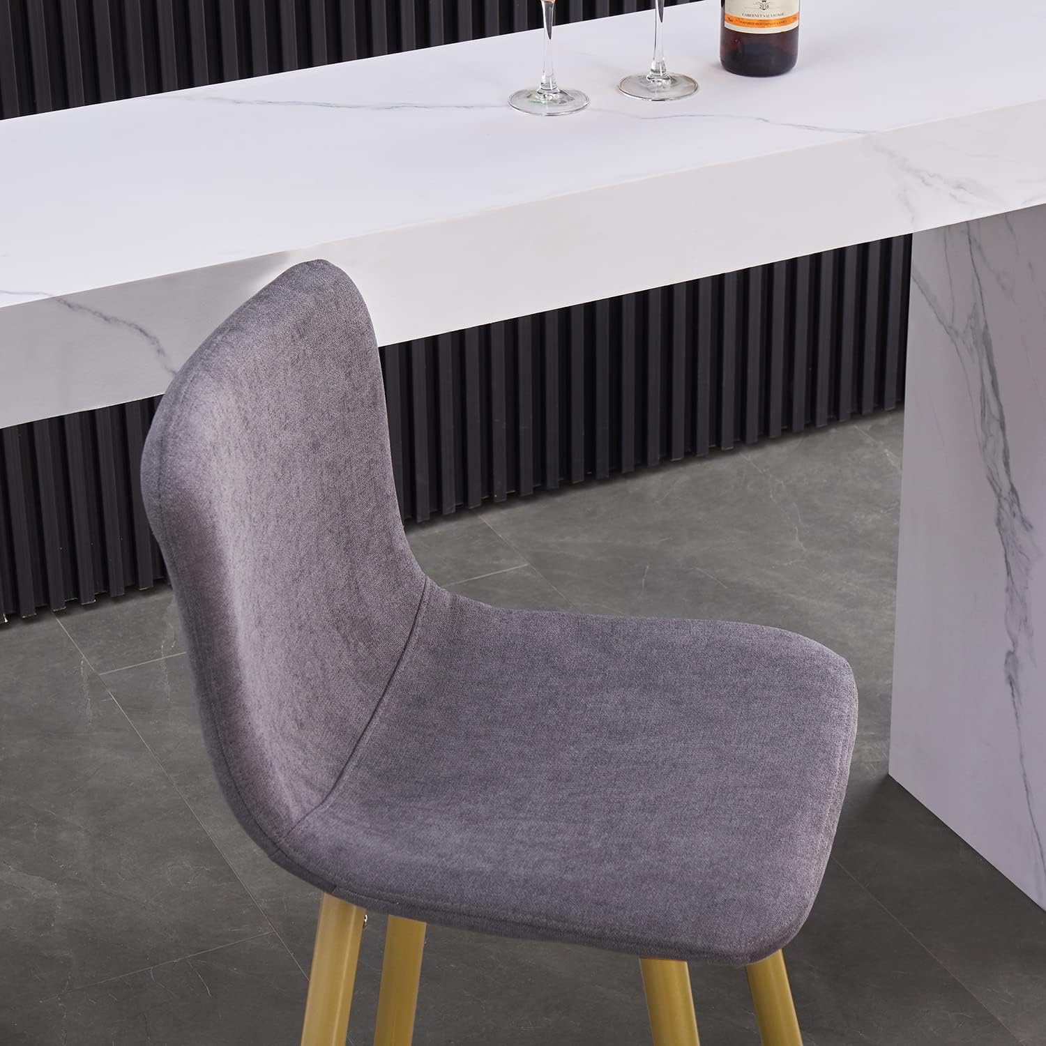 Juego de 2 taburetes de bar, tapizados de tela, altura de mostrador, respaldo bajo, sillas de comedor sin brazos con reposapiés, 30 pulgadas, gris