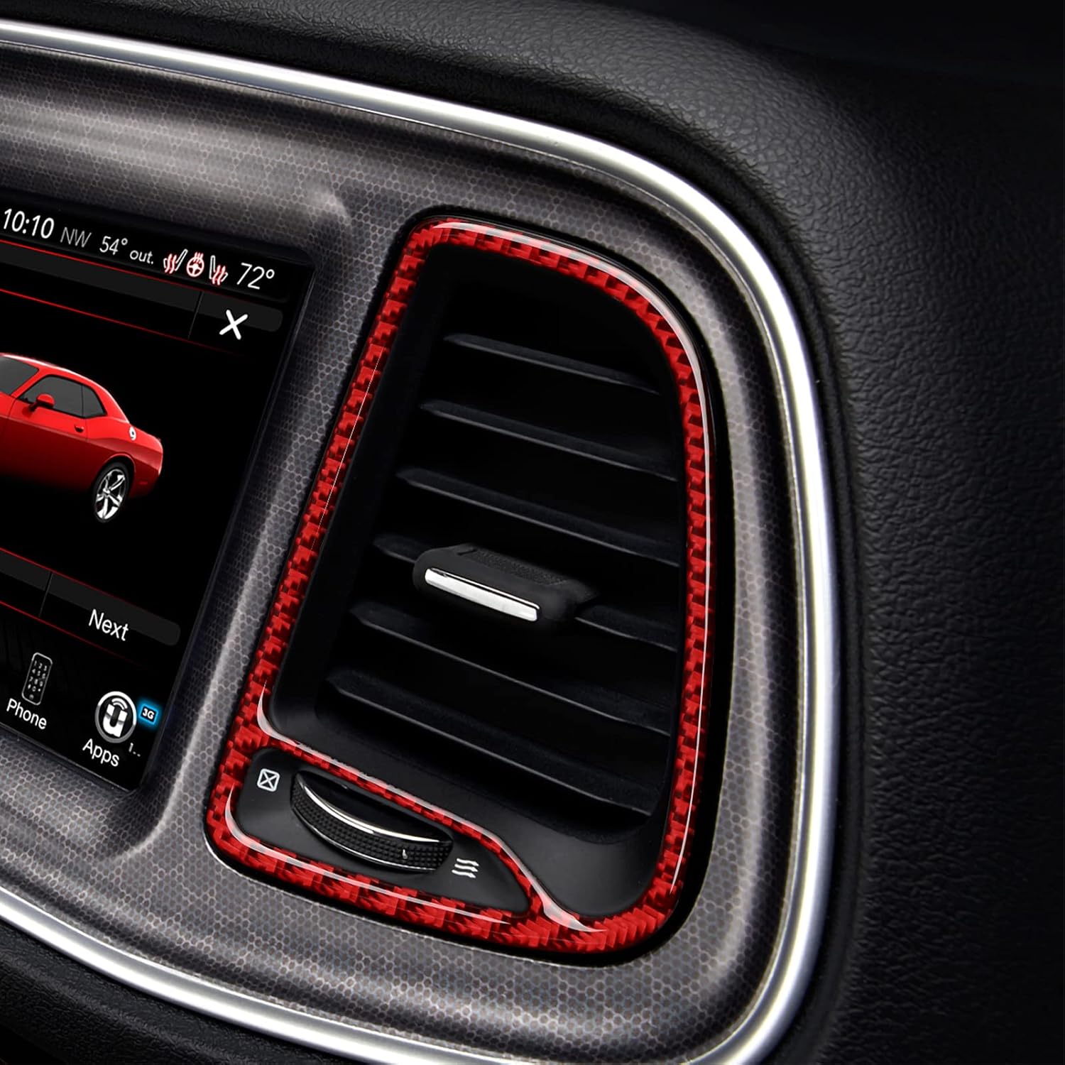 BRMYL Calcomanías de salida de aire para consola central de automóvil, accesorios para Dodge Challenger 2015-2023, calcomanías de fibra de carbono