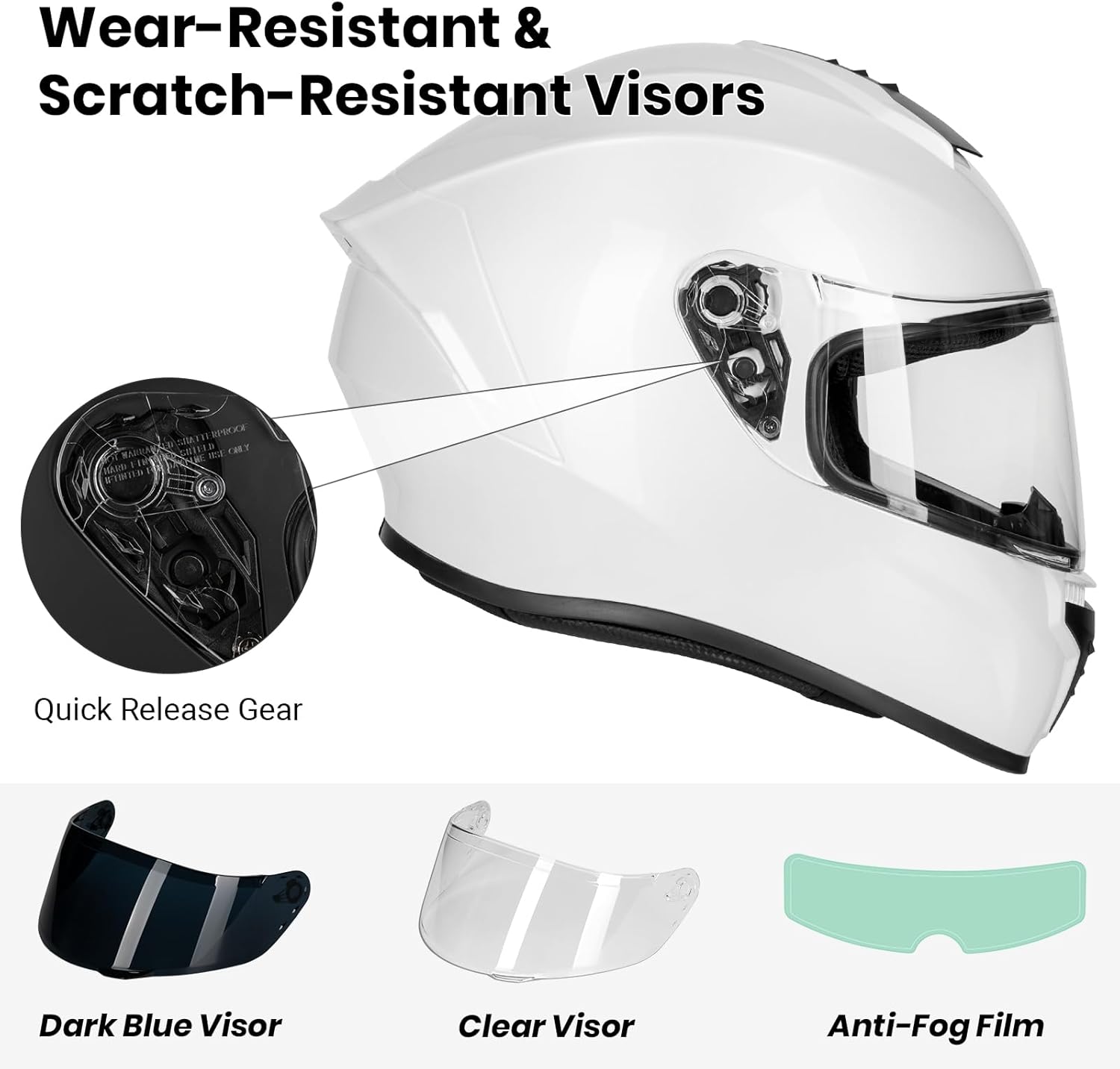 Favoto Casco integral para motocicleta, aprobado por DOT, carcasa de ABS ligera, película antivaho incluida, casco de bicicleta de calle abatible