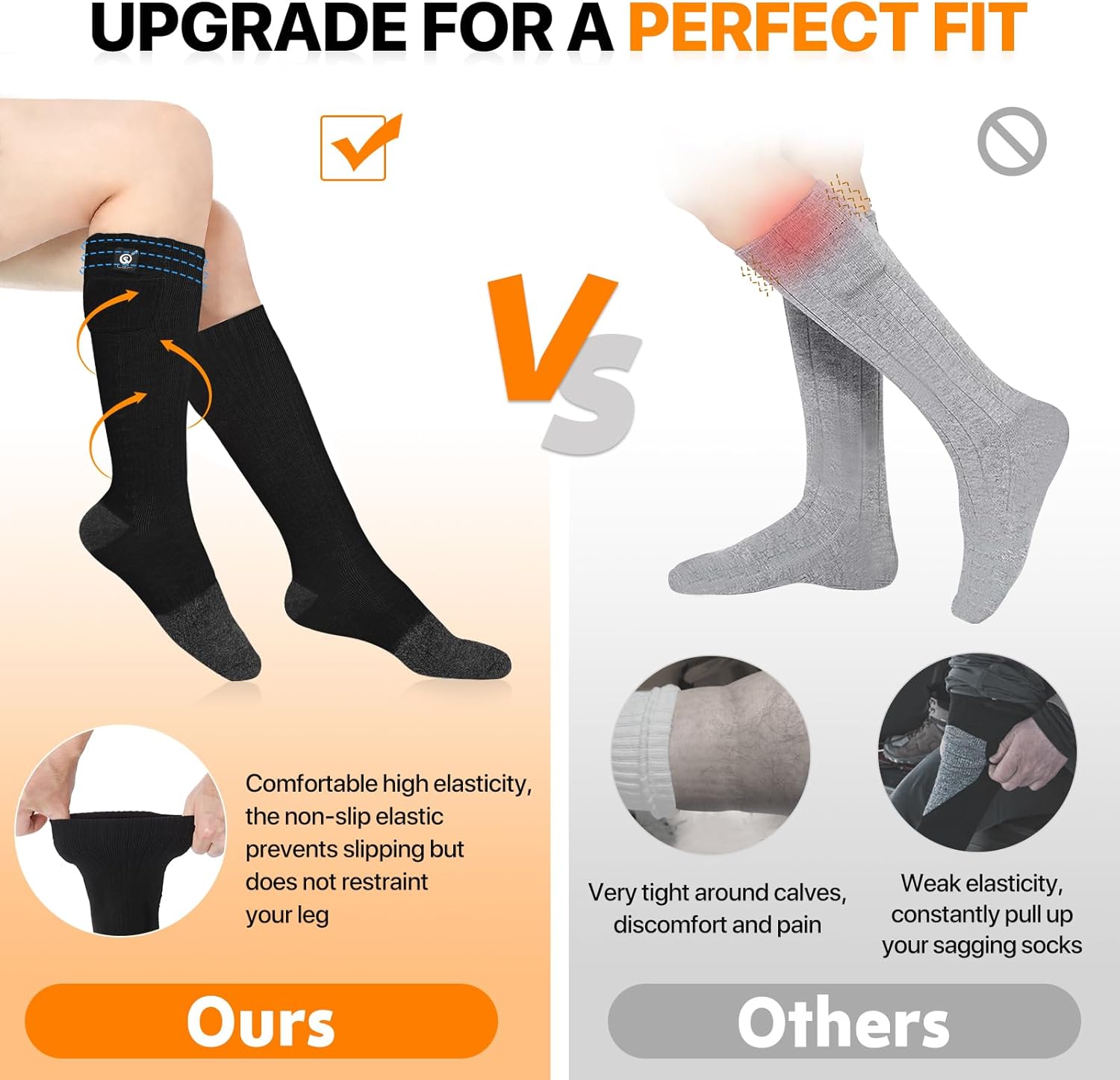 SNOW DEER Heated Socks for Men Women, 7.4V Rechargeable Battery Electric Socks, Heated Ski Socks for Hunting Fishing Camping Hiking Skiing Foot