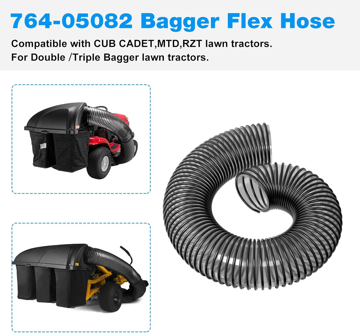 764-05082 Bagger Flex Manguera Reemplazo Para CUB CADET MTD RZT Trasera Cortacésped 36 42 46 50 54 Se adapta a la ensacadora DobleTriple Bagger