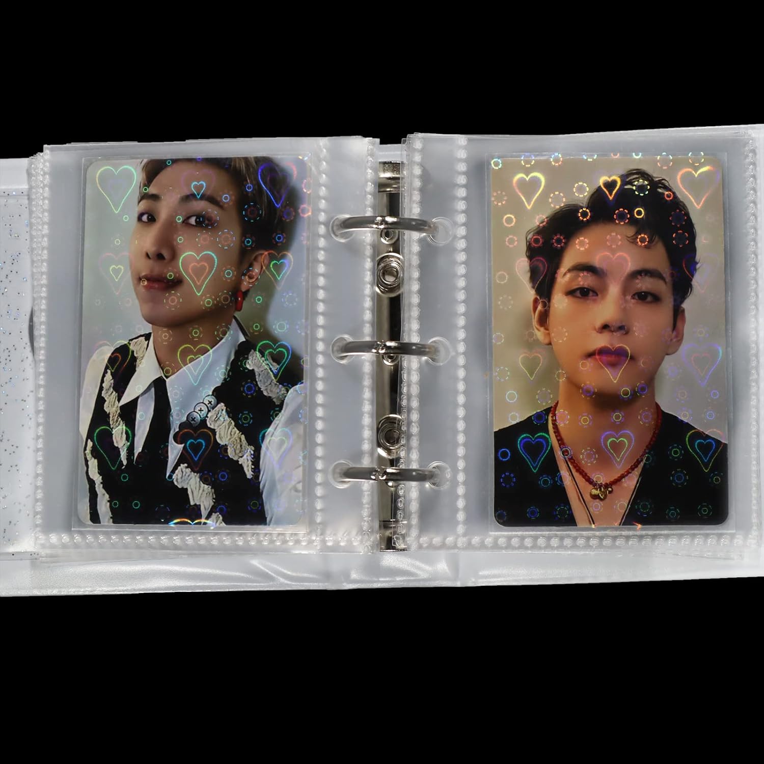 100 fundas holográficas para tarjetas Kpop, fundas para tarjetas fotográficas, mini protectores de fotos para bolsillos de carpeta (2.23 x 3.31