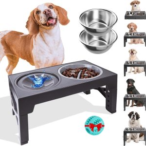 Tazones elevados para perros de alimentación lenta Juego de cuencos elevados para perros con 2 acero inoxidable y 1 comedero lento y 1 cuenco para Tazones elevados para perros de alimentación lenta Juego de cuencos elevados para perros con 2 acero inoxidable y 1 comedero lento y 1 cuenco para