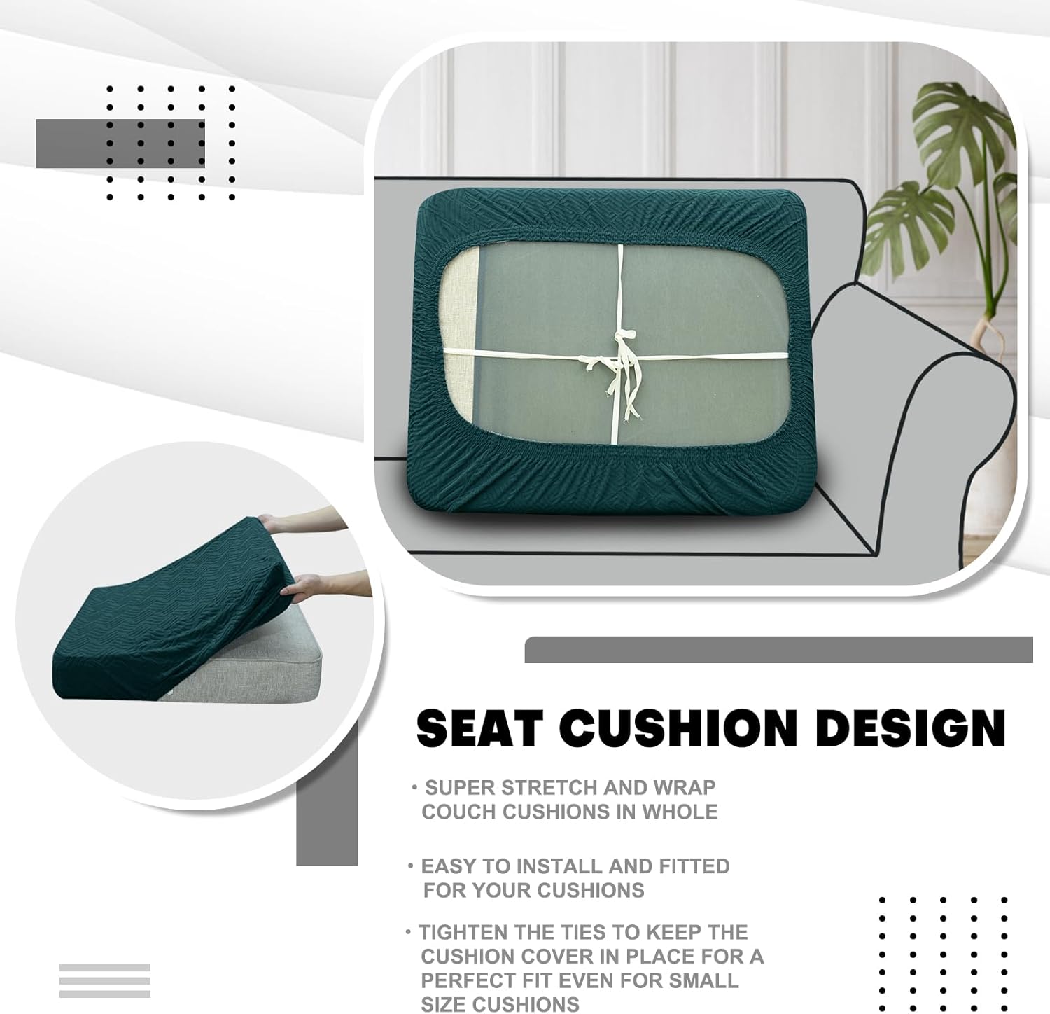 ZNSAYOTX Fundas elásticas individuales para cojines de sofá, fundas de asiento de repuesto suave con patrón único, protector de muebles con parte