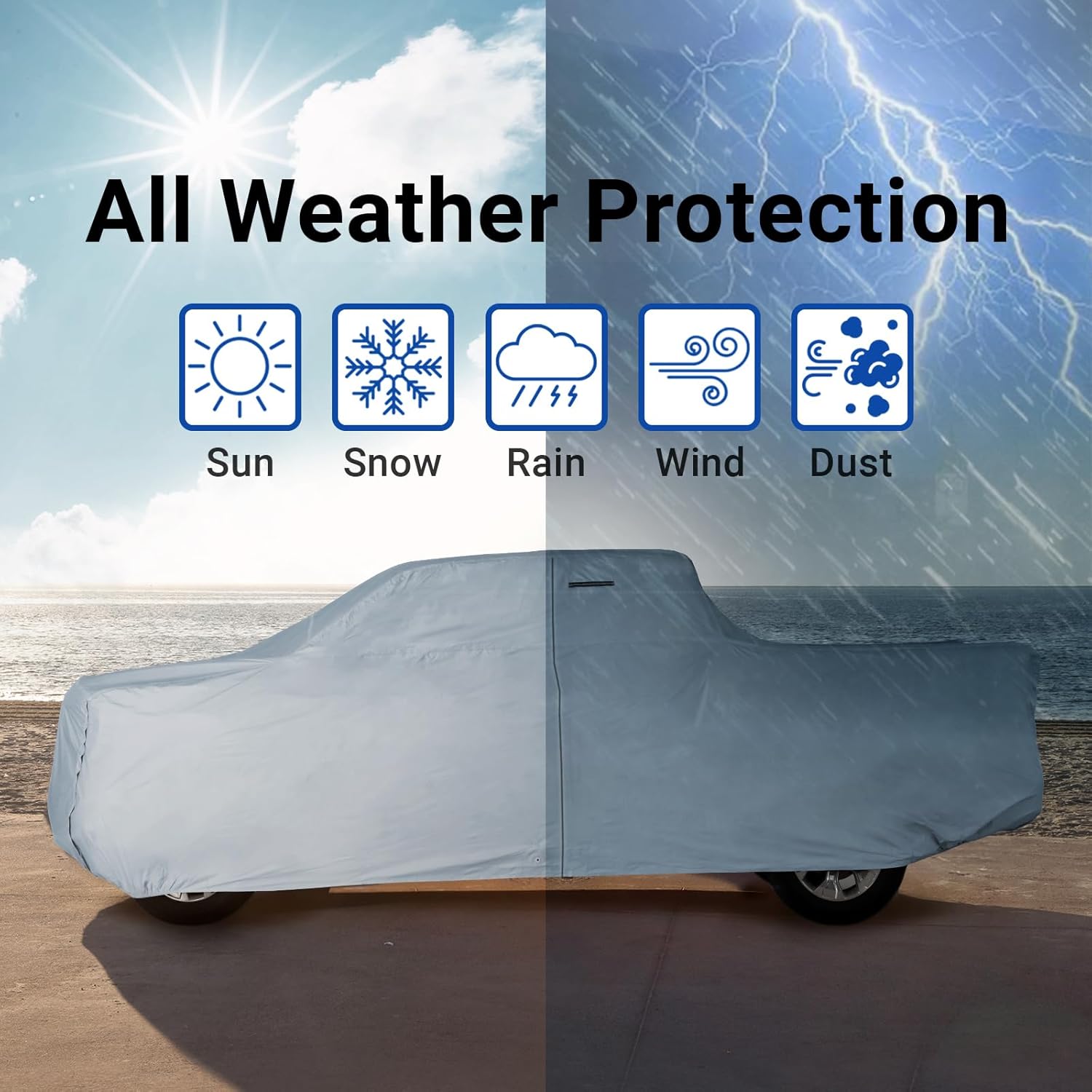 iCarCover Funda prémium para camioneta Ford F-250 1973-1986 Regular Cab de 8 pies de largo, impermeable, para todo tipo de clima, lluvia, nieve, UV,