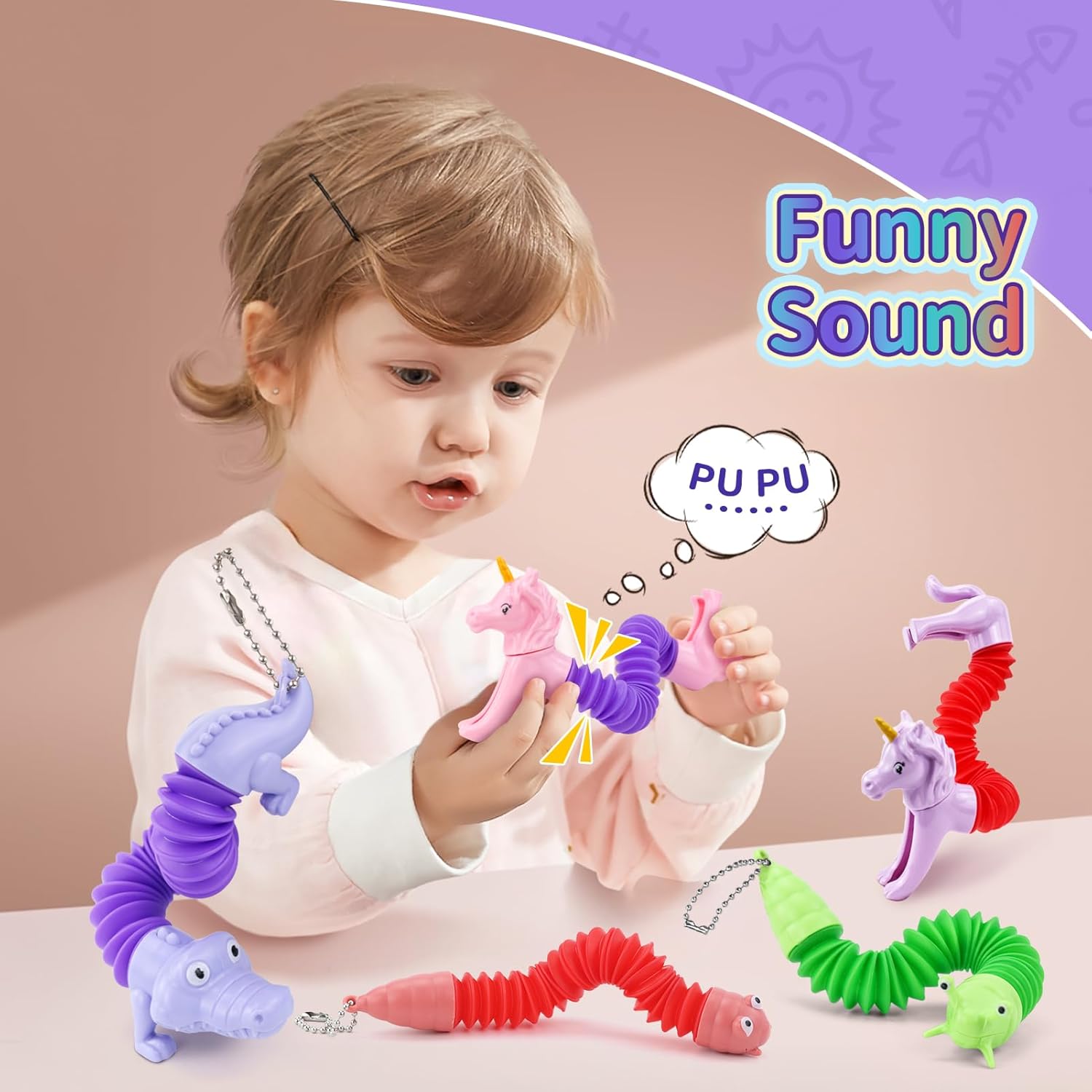 Tubos de animales Fidget Toys, rellenos de cesta de Pascua para niños pequeños, paquete de 10 tubos sensoriales para niños pequeños, juguetes para