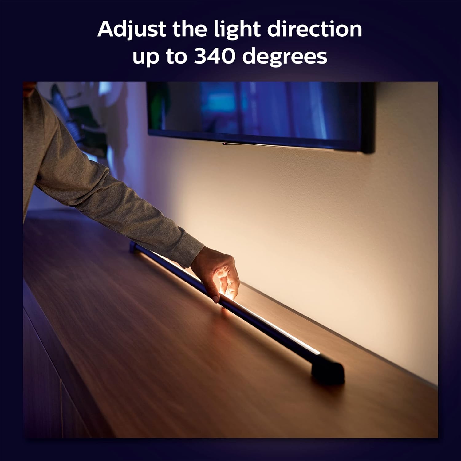 Philips Hue Tubo de luz inteligente grande, blanco, luz LED que cambia de color blanco y de color, 1 paquete, sincronización con TV, música y